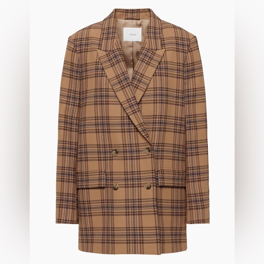 New Wilfred Aritzia Cherrelle Blazer Plaid Double-Breasted Check Preppy Chic View 2